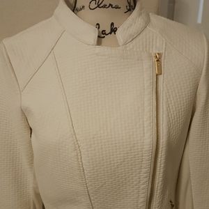 Calvin Klein cream faux leather jacket